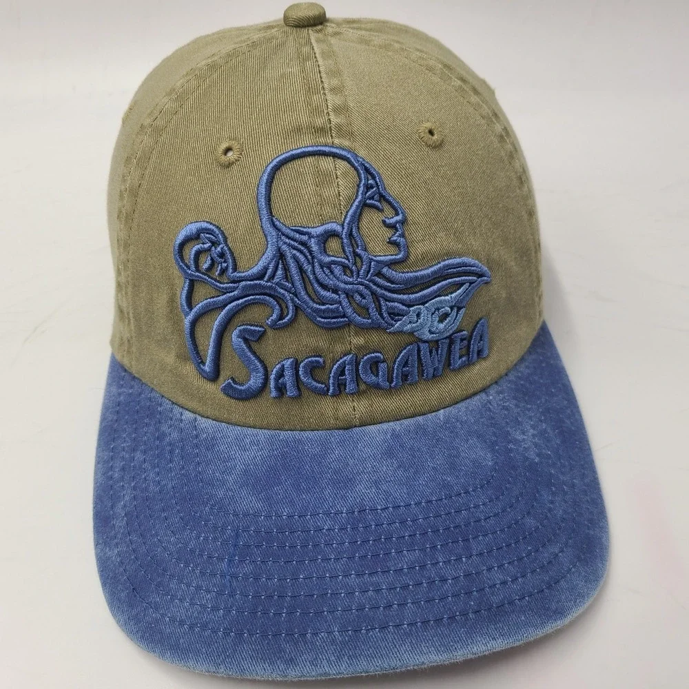 Sacagawea Hat Strapback (Fits Small)‎ Beige Blue Adjustable Lewis & Clark Casual
